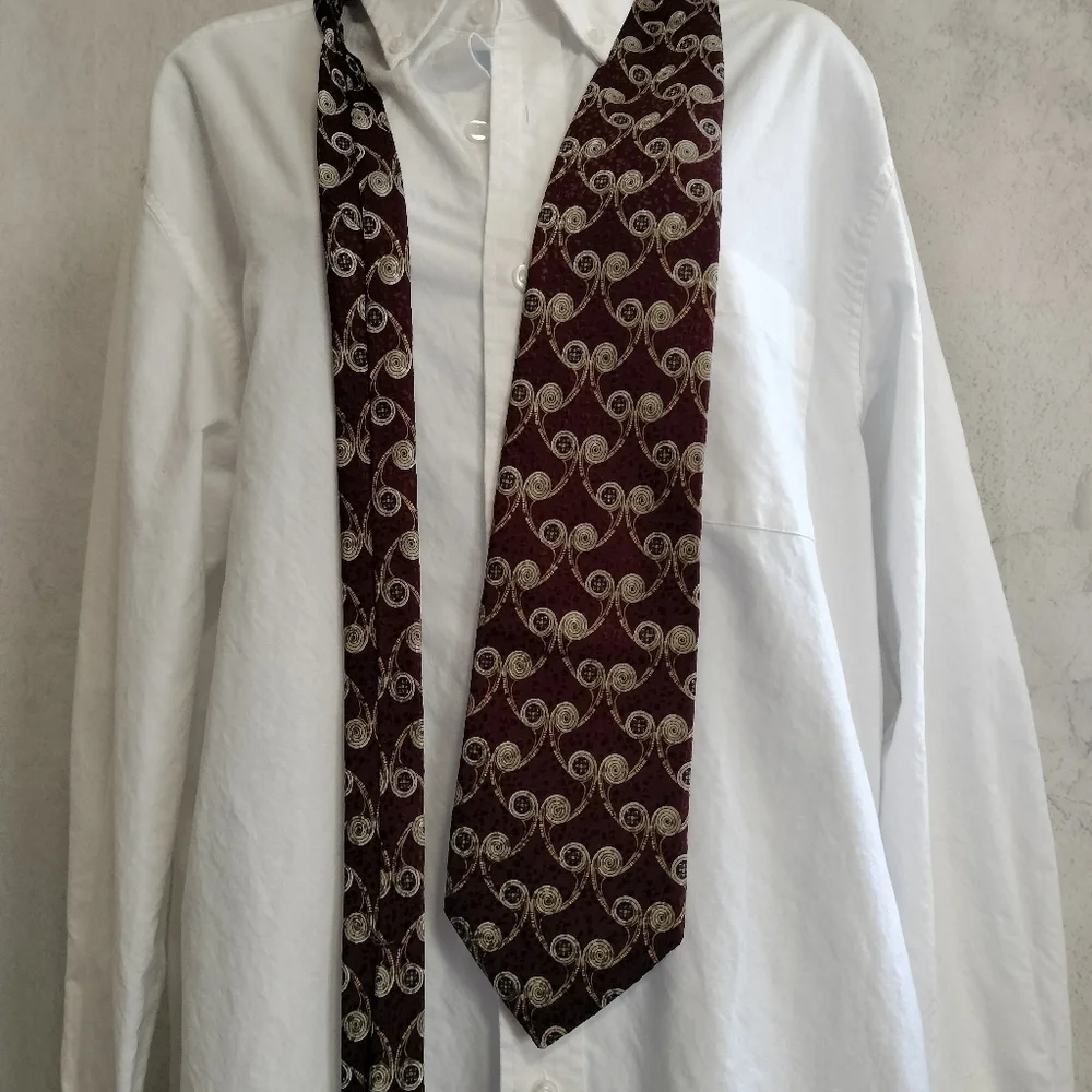 Robert Talbott Best Of Class Burgundy Silk Tie Necktie Swirl Abstract Boho